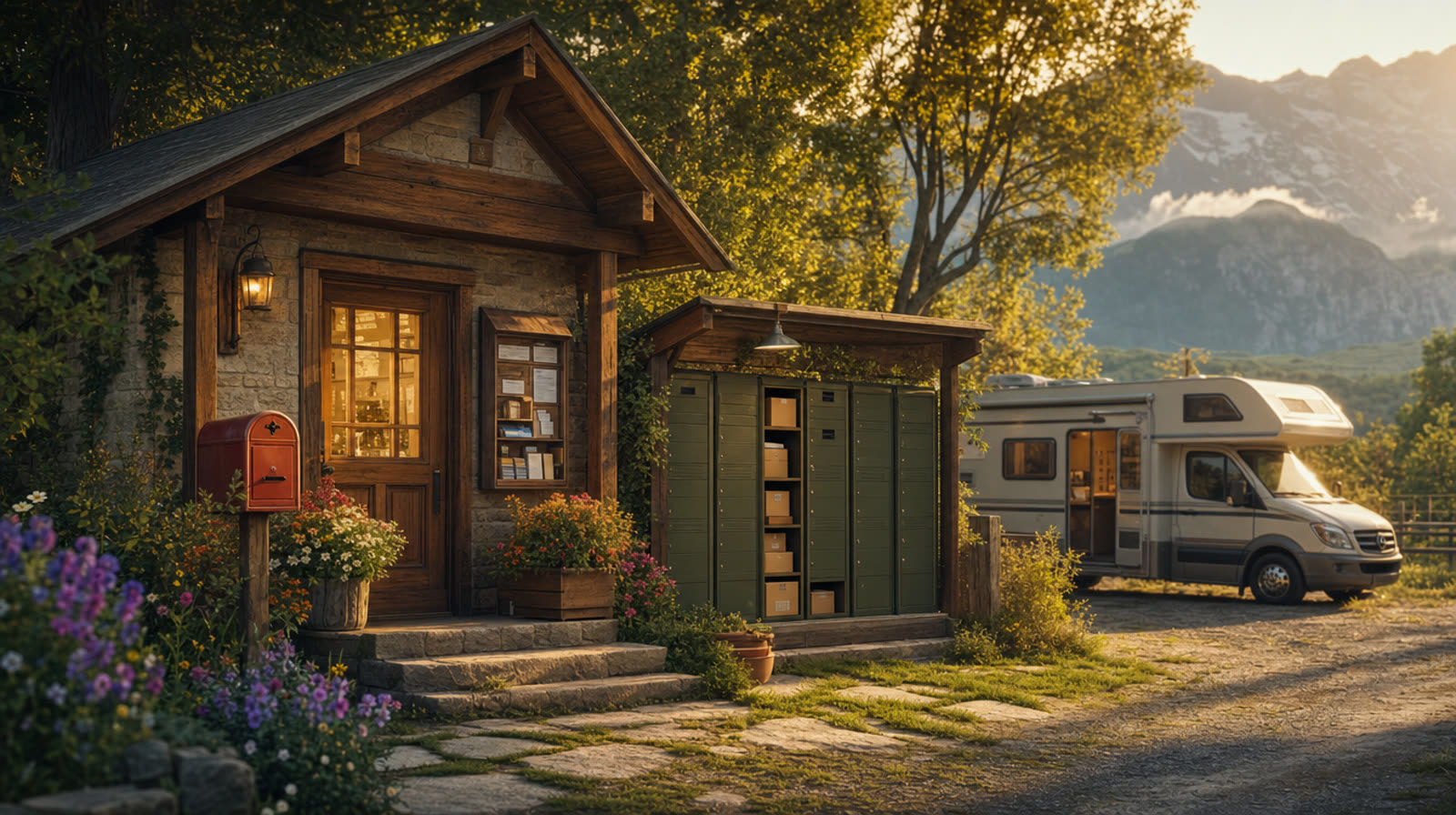 Countryside post office and parcel lockers for nomads
